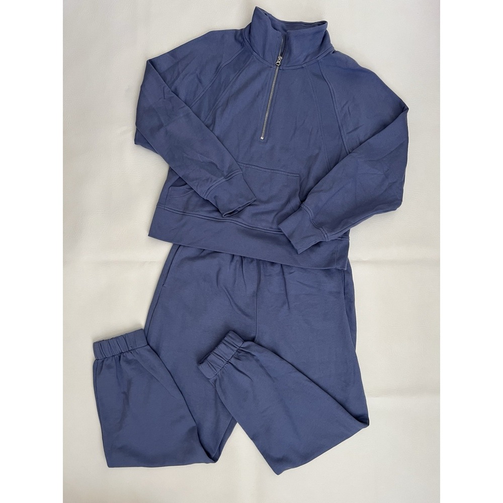 GAP Matching Lounge Set Women's M Blue Quarter Zip Pullover Joggers Athleisure